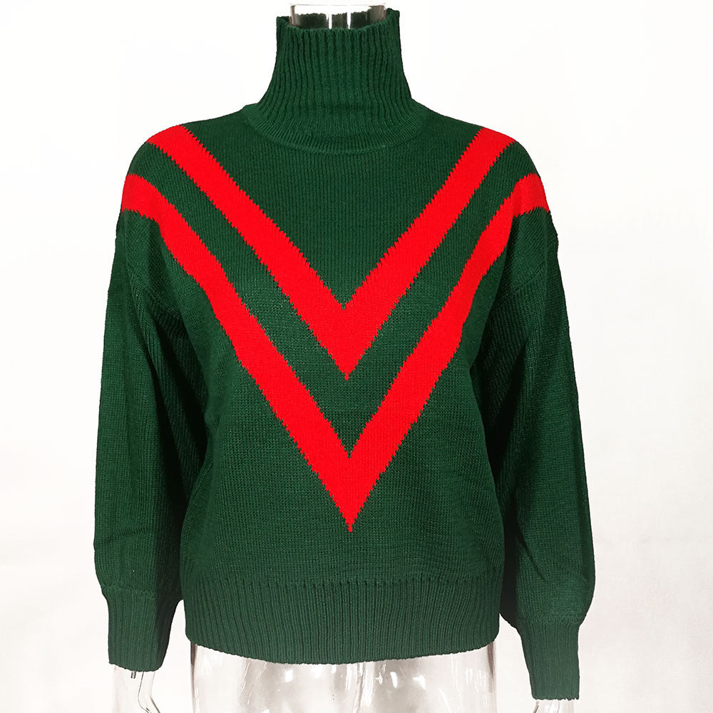 Turtleneck Long Sleeve Loose Retro Women's Sweater - Sluxe Fashions