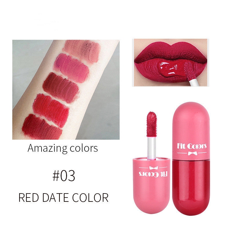 Mini Capsule Lip Color 5 Color Case Velvet Matte Non Staining Cup Color - Sluxe Fashions