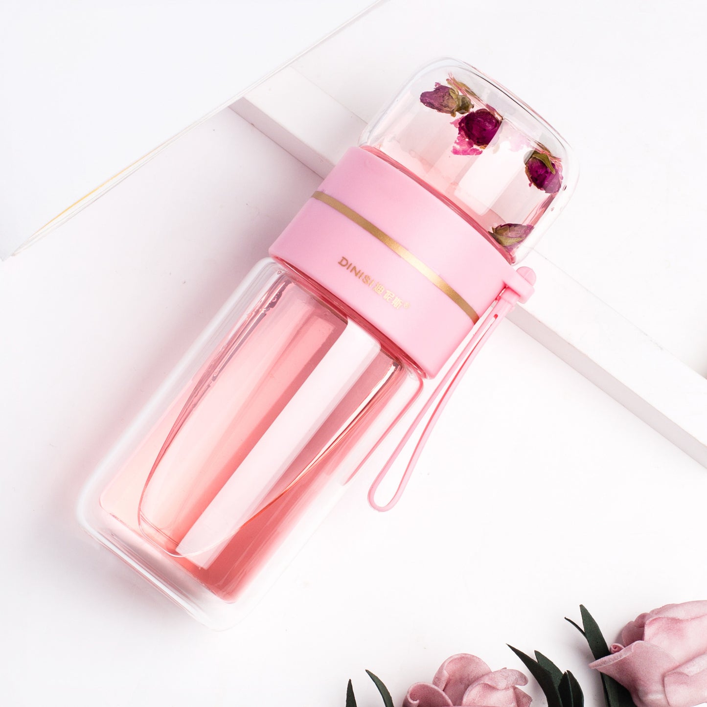 Glass Water Bottle With Tea Infuser Filter Tea Separation Double Wall Glass Bottle Leakproof Water Bottle - Sluxe Fashions