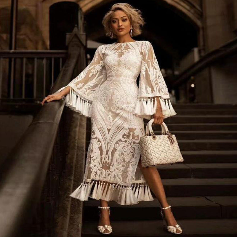 Lace embroidered tassel dresses - Sluxe Global