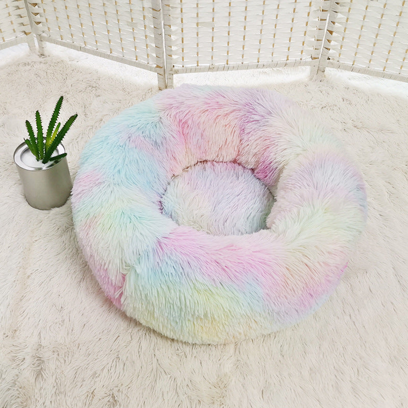 Dog Beds For Small Dogs Round Plush Cat Litter Kennel Pet Nest Mat Puppy Beds - Sluxe Global