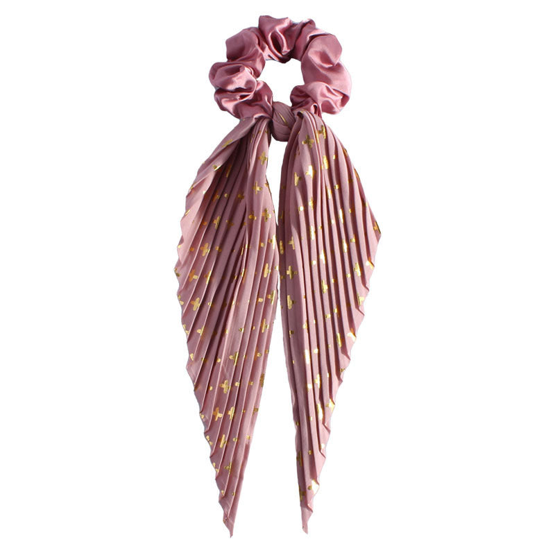 Cute Silk Ponytail Hair Loop Hair Band Hair Accessories Floral Headrope Retro Elastic Printed Hair Rope Women Girl - Sluxe Fashions
