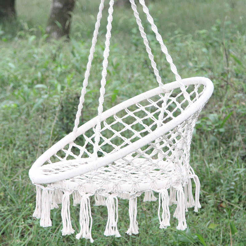 Nordic Style Round Hammock Outdoor Indoor Dormitory Bedroom Hanging Chair For Child Adult Swinging Single Safety Hammock - Sluxe Global