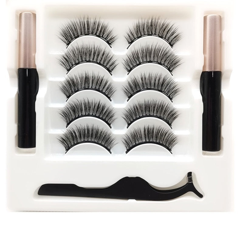 Magnetic Eyelashes Eyeliner Set Long Lasting False Mink Waterproof Eye Lashes Extension Reusable Beauty Makeup Tool - Sluxe Fashions