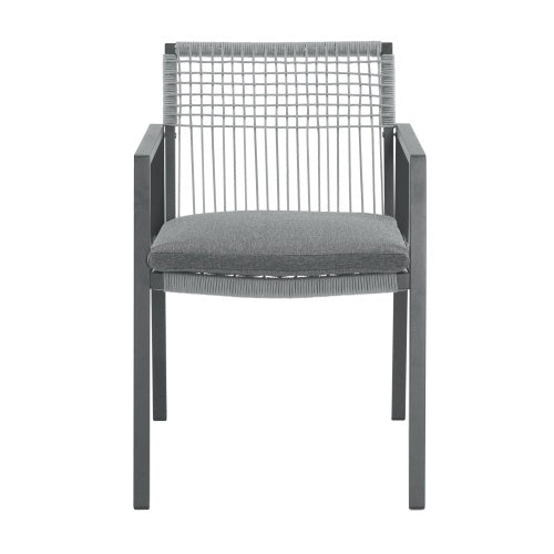 Outdoor Dining Chair Set Of 2, Aluminum Rope , Outdoor Armchair Seating For Patio Backyard Poolside Balcony, Cushion Included - Sluxe Global