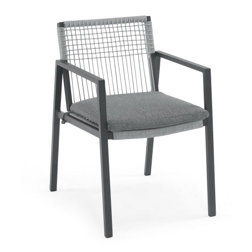 Outdoor Dining Chair Set Of 2, Aluminum Rope , Outdoor Armchair Seating For Patio Backyard Poolside Balcony, Cushion Included - Sluxe Global