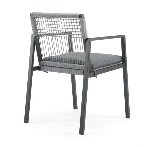 Outdoor Dining Chair Set Of 2, Aluminum Rope , Outdoor Armchair Seating For Patio Backyard Poolside Balcony, Cushion Included - Sluxe Global