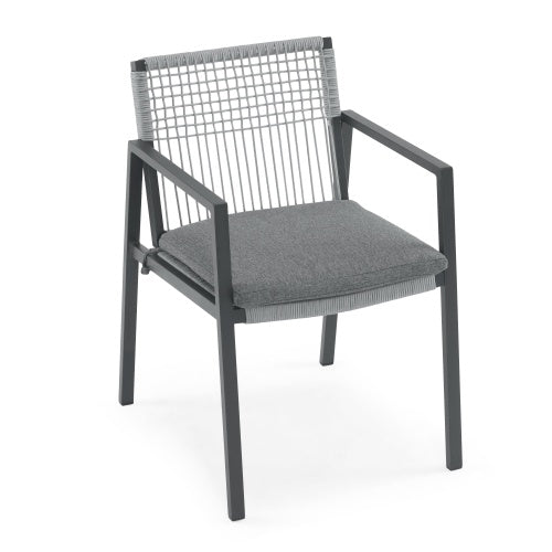 Outdoor Dining Chair Set Of 2, Aluminum Rope , Outdoor Armchair Seating For Patio Backyard Poolside Balcony, Cushion Included - Sluxe Global