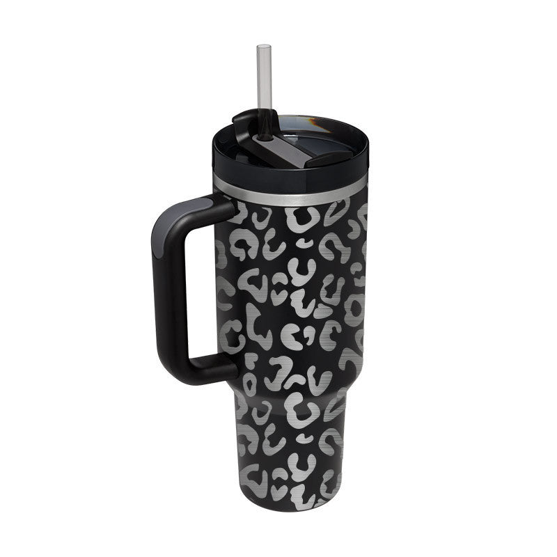 40 Oz Tumbler With Handle Straw Insulated, Stainless Steel Spill Proof Vacuum Coffee Cup Tumbler With Lid Tapered Mug Gifts For Valentine Lover Suitable For Car Gym Office Travel - Sluxe Fashions
