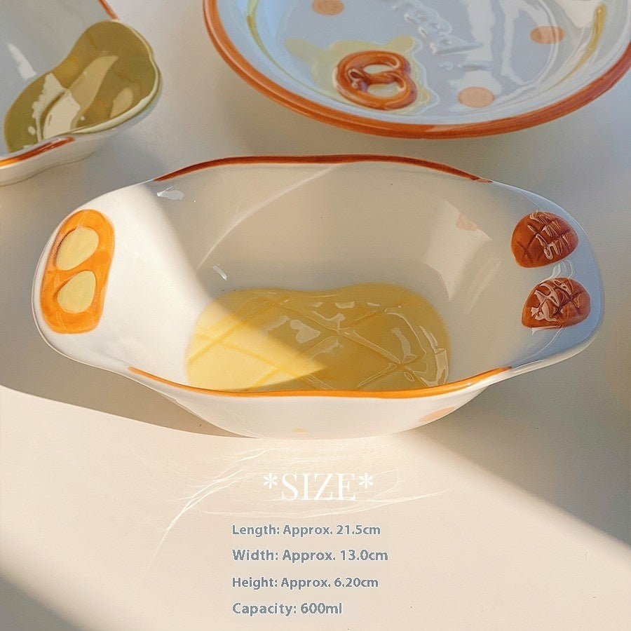 Cute Bread Ceramic Tableware Household Bowl Dessert Cookies - Sluxe Fashions