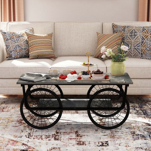 Modern Style Coffee Table Rectangle Coffee Table End Side Table Retro Design Coffee - Sluxe Global