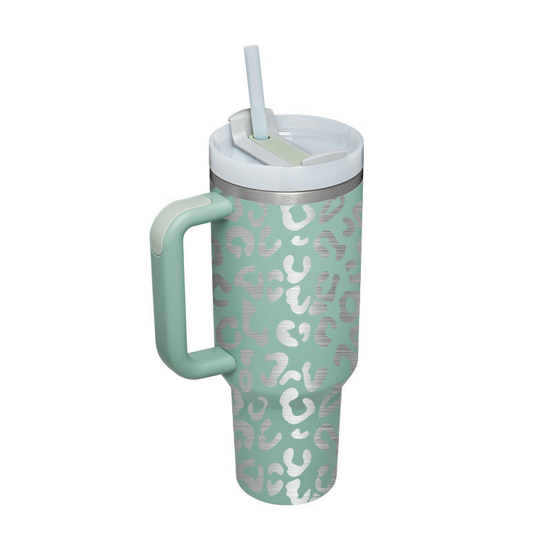 40 Oz Tumbler With Handle Straw Insulated, Stainless Steel Spill Proof Vacuum Coffee Cup Tumbler With Lid Tapered Mug Gifts For Valentine Lover Suitable For Car Gym Office Travel - Sluxe Fashions