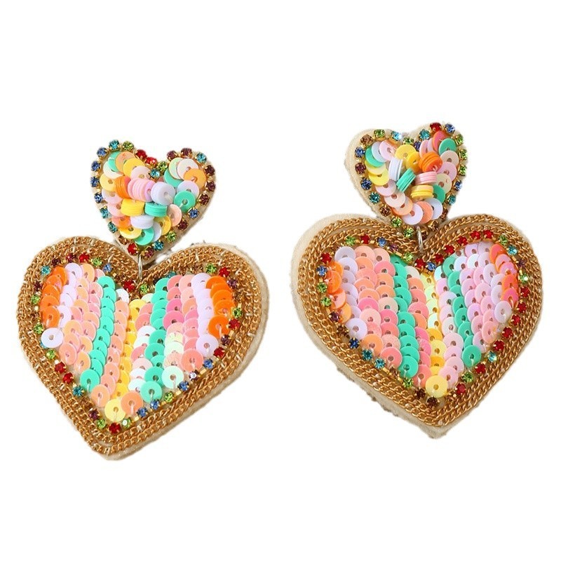 Fashion Valentine's Day Bead Doppel Herz Earrings Creative - Sluxe Fashions