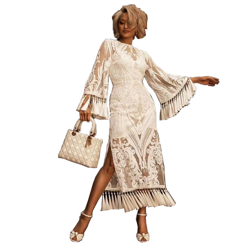 Lace embroidered tassel dresses - Sluxe Global