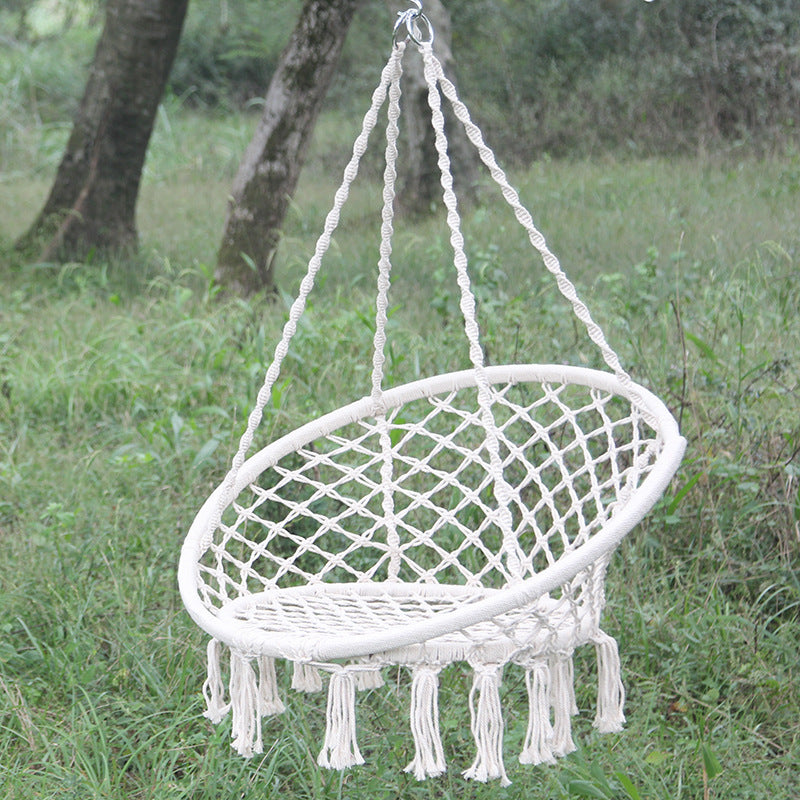 Nordic Style Round Hammock Outdoor Indoor Dormitory Bedroom Hanging Chair For Child Adult Swinging Single Safety Hammock - Sluxe Global