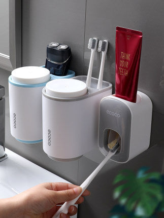 Wall Mounted Automatic Toothpaste Holder Bathroom Accessories Set Dispenser - Sluxe Fashions