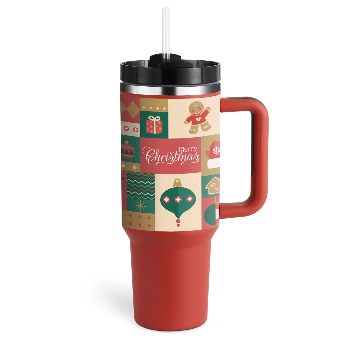 40 Oz Tumbler With Handle Straw Insulated, Stainless Steel Spill Proof Vacuum Coffee Cup Tumbler With Lid Tapered Mug Gifts For Valentine Lover Suitable For Car Gym Office Travel - Sluxe Fashions