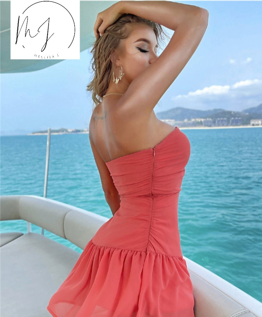 Off Shoulder Cut-Out Ruffle Dresses - Sluxe Global