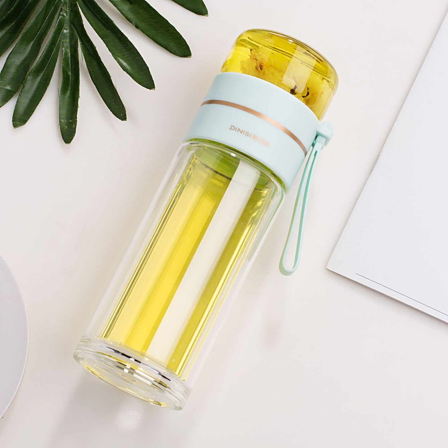 Glass Water Bottle With Tea Infuser Filter Tea Separation Double Wall Glass Bottle Leakproof Water Bottle - Sluxe Fashions
