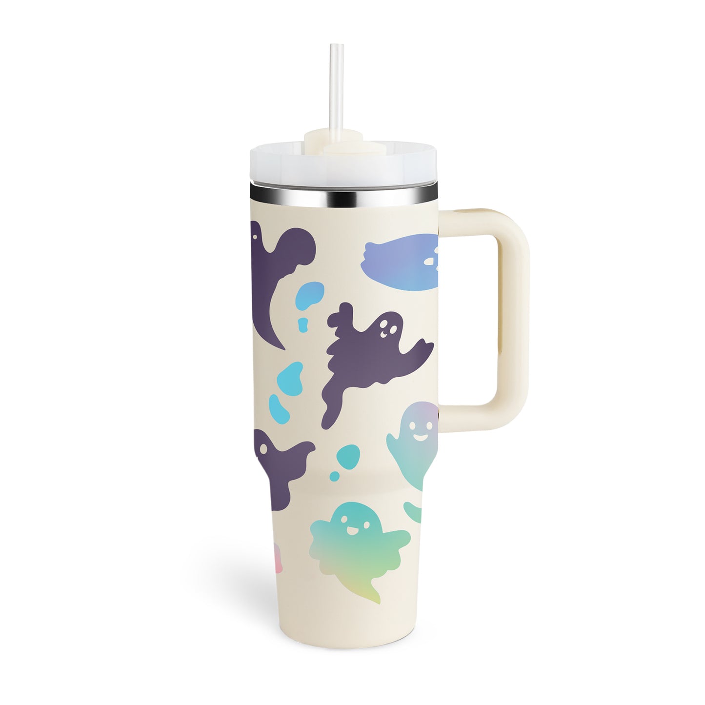 40 Oz Tumbler With Handle Straw Insulated, Stainless Steel Spill Proof Vacuum Coffee Cup Tumbler With Lid Tapered Mug Gifts For Valentine Lover Suitable For Car Gym Office Travel - Sluxe Fashions