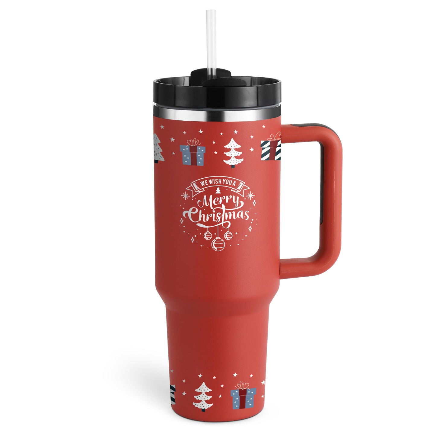 40 Oz Tumbler With Handle Straw Insulated, Stainless Steel Spill Proof Vacuum Coffee Cup Tumbler With Lid Tapered Mug Gifts For Valentine Lover Suitable For Car Gym Office Travel - Sluxe Fashions