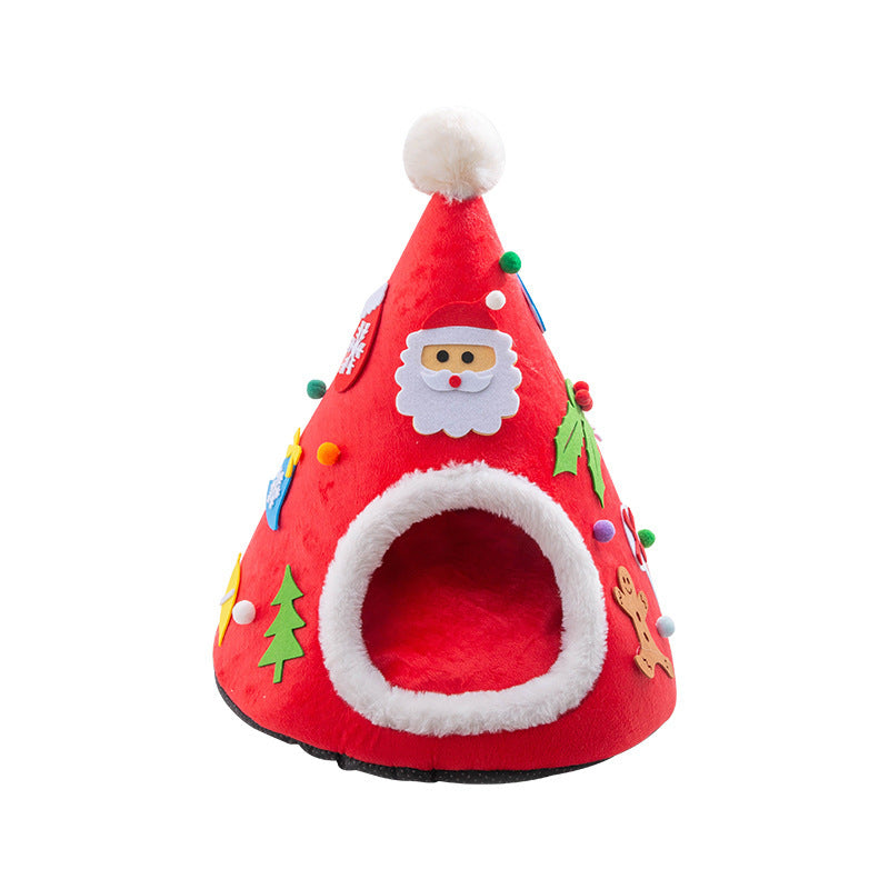 Autumn And Winter Warm Cat Nest Christmas Hat Shape Sponge - Sluxe Global