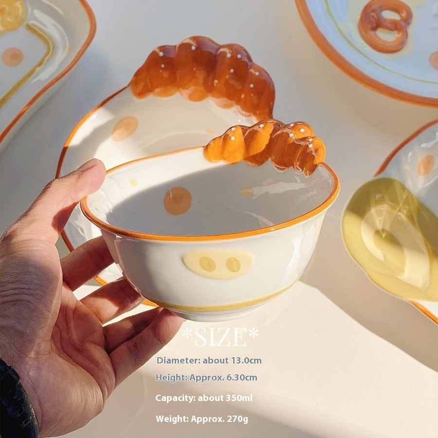 Cute Bread Ceramic Tableware Household Bowl Dessert Cookies - Sluxe Fashions
