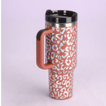 40 Oz Tumbler With Handle Straw Insulated, Stainless Steel Spill Proof Vacuum Coffee Cup Tumbler With Lid Tapered Mug Gifts For Valentine Lover Suitable For Car Gym Office Travel - Sluxe Fashions