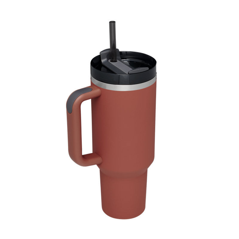 40 Oz Tumbler With Handle Straw Insulated, Stainless Steel Spill Proof Vacuum Coffee Cup Tumbler With Lid Tapered Mug Gifts For Valentine Lover Suitable For Car Gym Office Travel - Sluxe Fashions