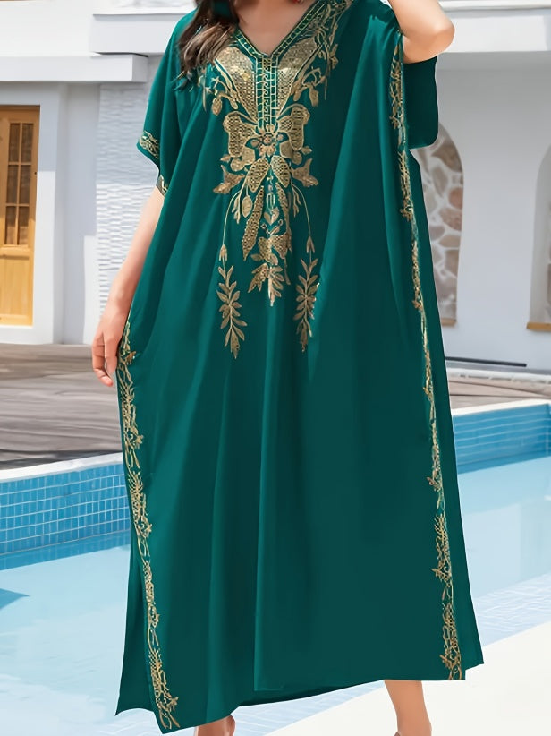 Embroidery Kaftan Dress - Sluxe Global