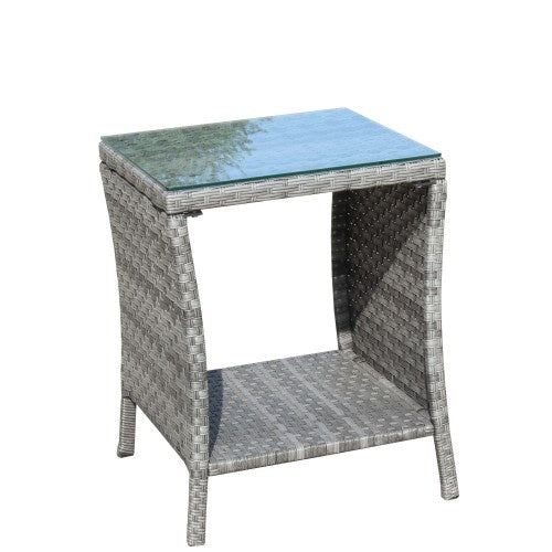 Outdoor Patio Furniture 1 Coffee Table With Clear Tempered Glass - Sluxe Global