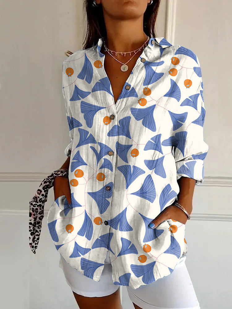 New Women's Long Sleeved Shirt For Summer Fashion, 3D Printed Shirt With Floral Pattern - Sluxe Global