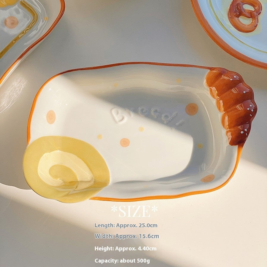 Cute Bread Ceramic Tableware Household Bowl Dessert Cookies - Sluxe Fashions