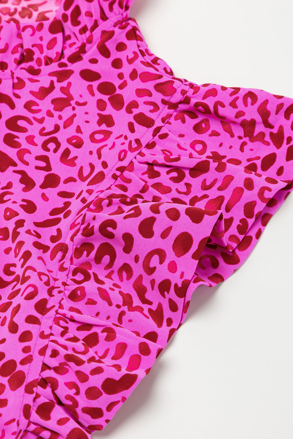 Rose Red Leopard Print Ruffle Sleeveless Maxi Dress - Sluxe Fashions