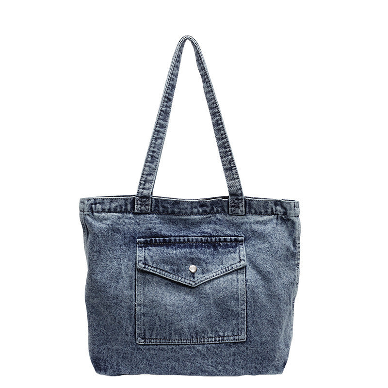 Denim Shoulder Bag Large Capacity Shopping Bag Tote Bag - Sluxe Fashions