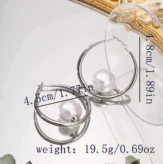 Simple Pearl And Circle Earrings Fashion - Sluxe Fashions