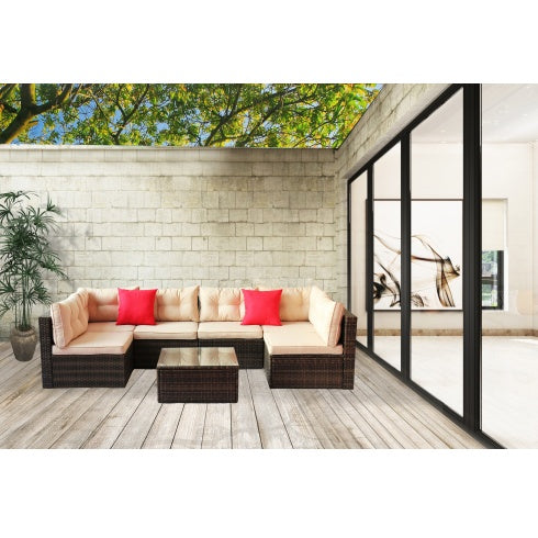 Patio Furniture Set PE Rattan Sectional Garden Furniture Corner Sofa Set - Sluxe Global