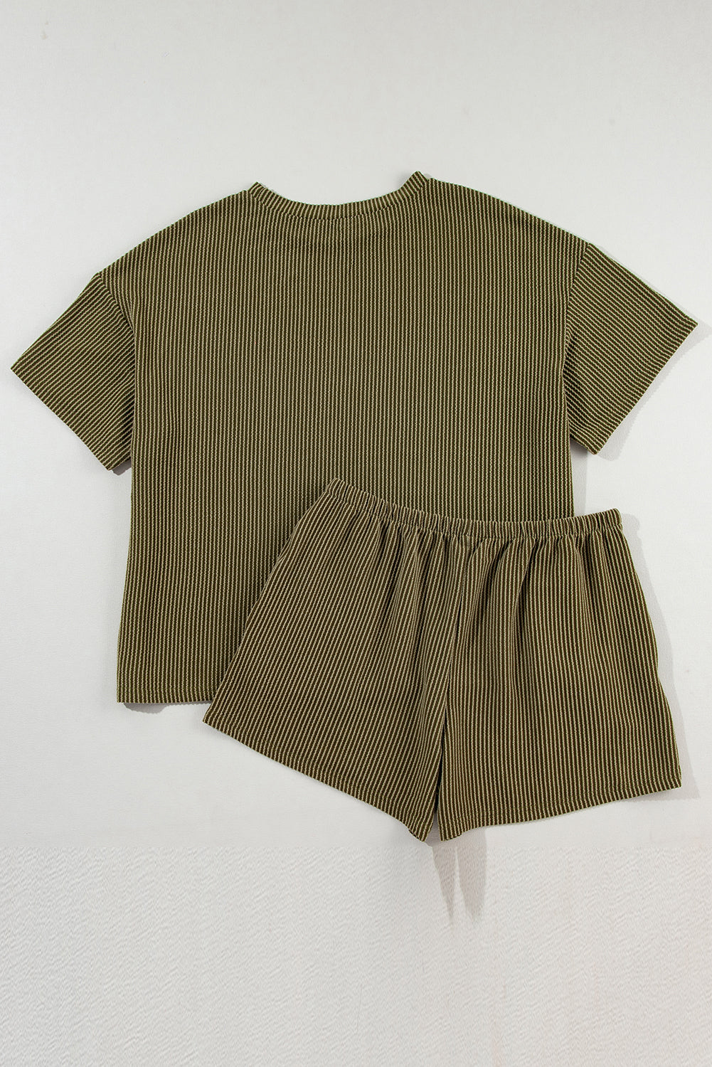 Orange Ribbed Textured Loose Fit Tee & Shorts Set - Sluxe Fashions