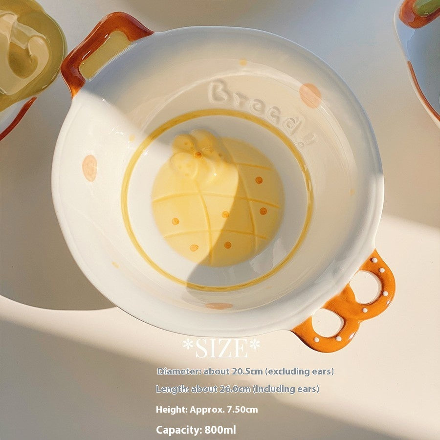 Cute Bread Ceramic Tableware Household Bowl Dessert Cookies - Sluxe Fashions