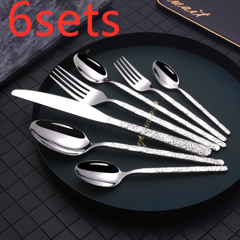 Embossed Textured Handle Steak Cutlery Western Cutlery - Sluxe Fashions