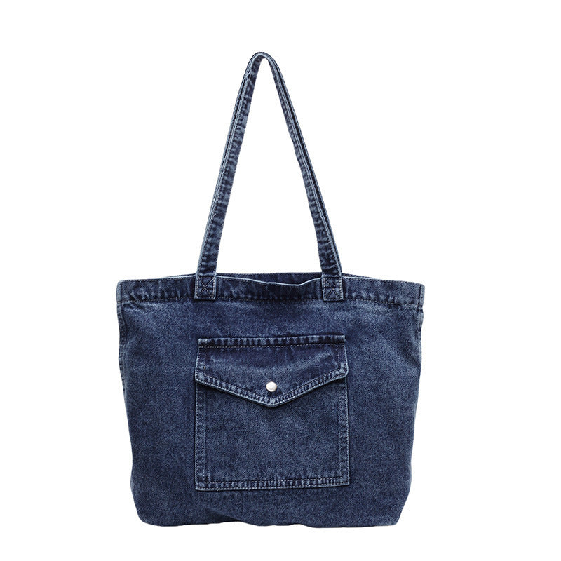 Denim Shoulder Bag Large Capacity Shopping Bag Tote Bag - Sluxe Fashions