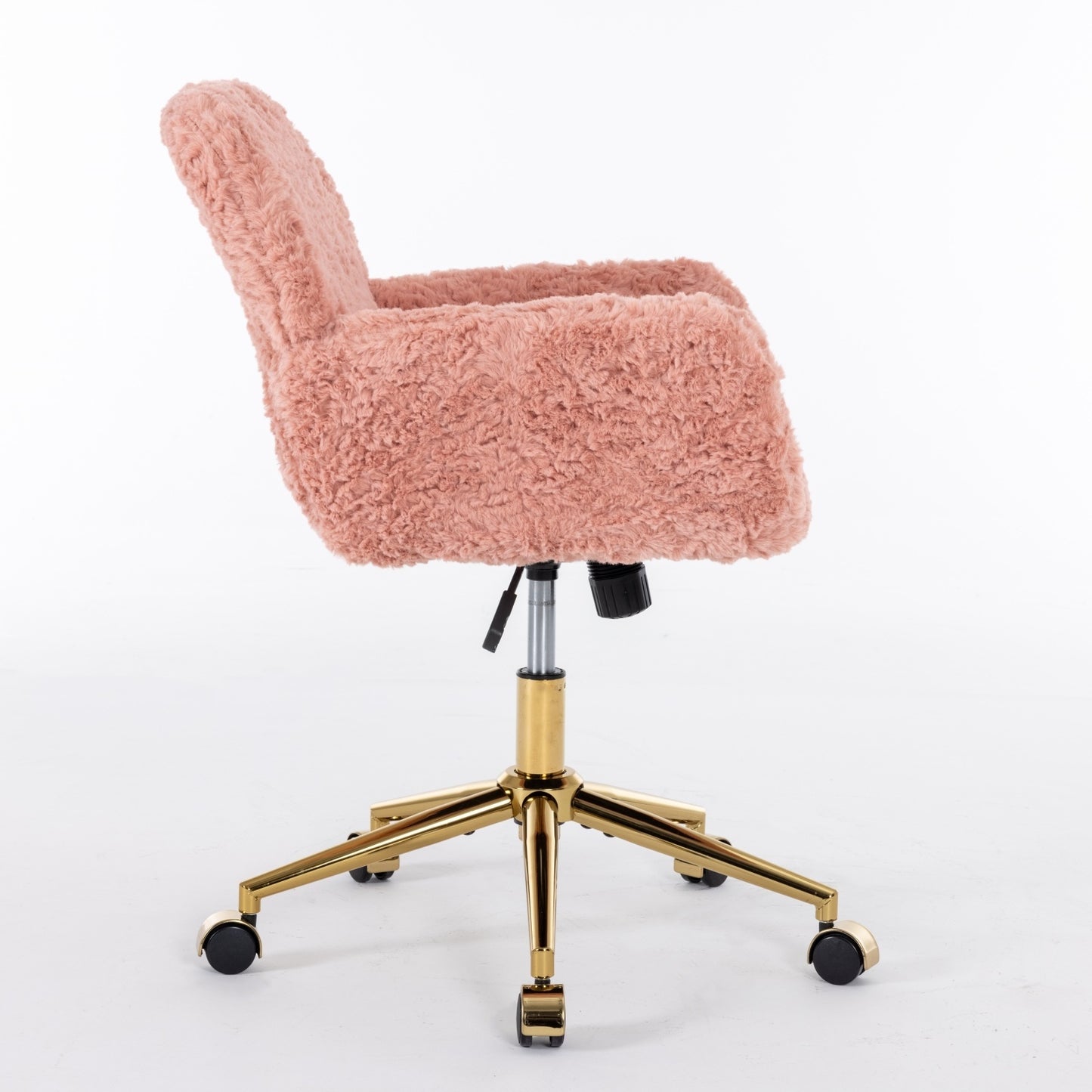 A&A Furniture Artificial Rabbit Hair Office Chair With Gold Base, Adjustable - Sluxe Global