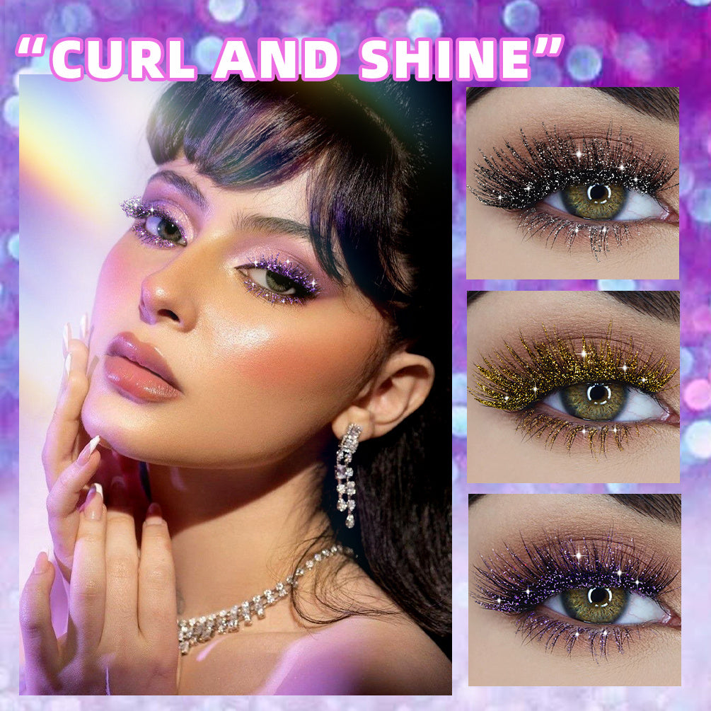 Violet Glitter Lash Mascara Diamond Mascara Thick Shiny Eyelash Curling Extension Makeup Waterproof Fast Dry Sequins Eye Black - Sluxe Fashions