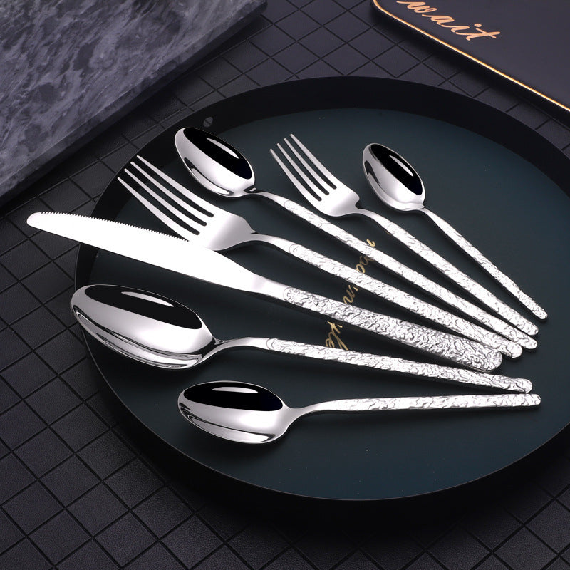 Embossed Textured Handle Steak Cutlery Western Cutlery - Sluxe Fashions