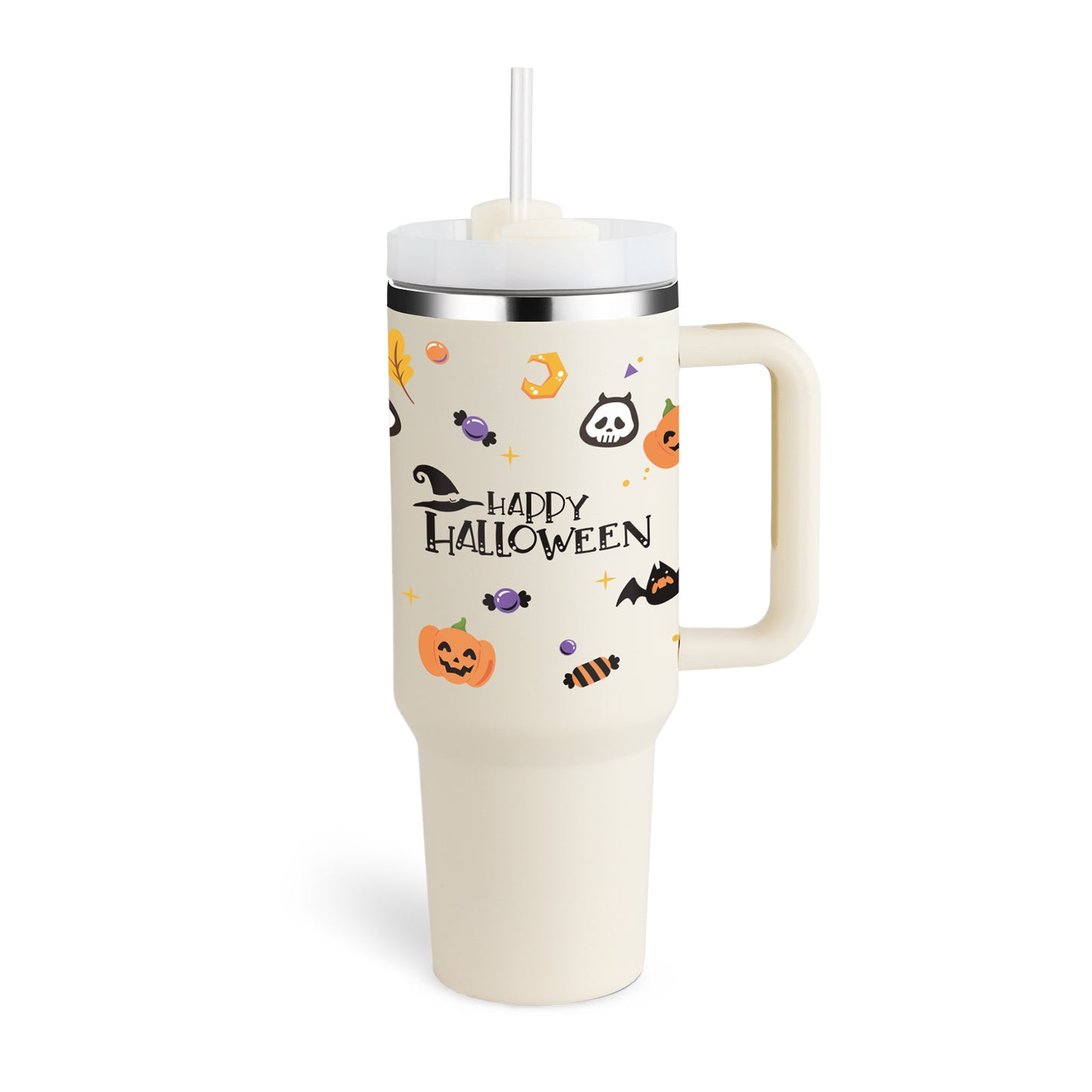 40 Oz Tumbler With Handle Straw Insulated, Stainless Steel Spill Proof Vacuum Coffee Cup Tumbler With Lid Tapered Mug Gifts For Valentine Lover Suitable For Car Gym Office Travel - Sluxe Fashions
