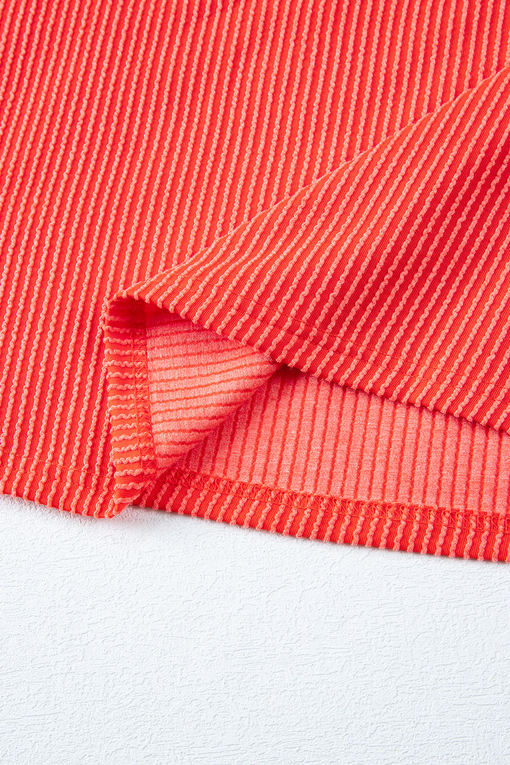 Orange Ribbed Textured Loose Fit Tee & Shorts Set - Sluxe Fashions