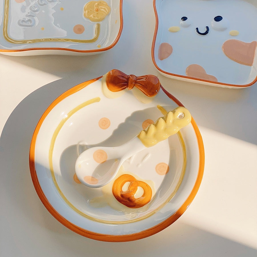 Cute Bread Ceramic Tableware Household Bowl Dessert Cookies - Sluxe Fashions