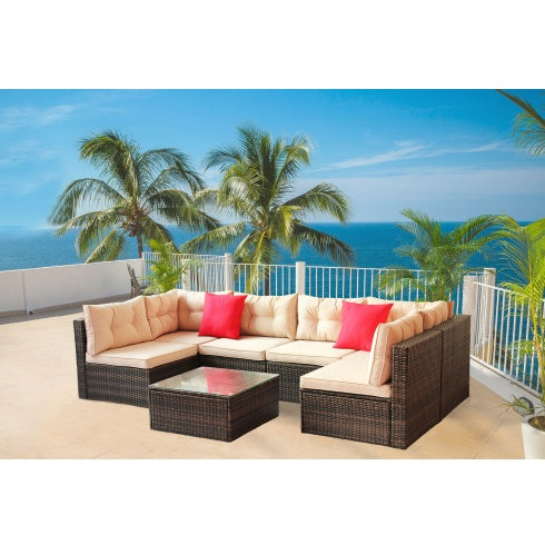 Patio Furniture Set PE Rattan Sectional Garden Furniture Corner Sofa Set - Sluxe Global