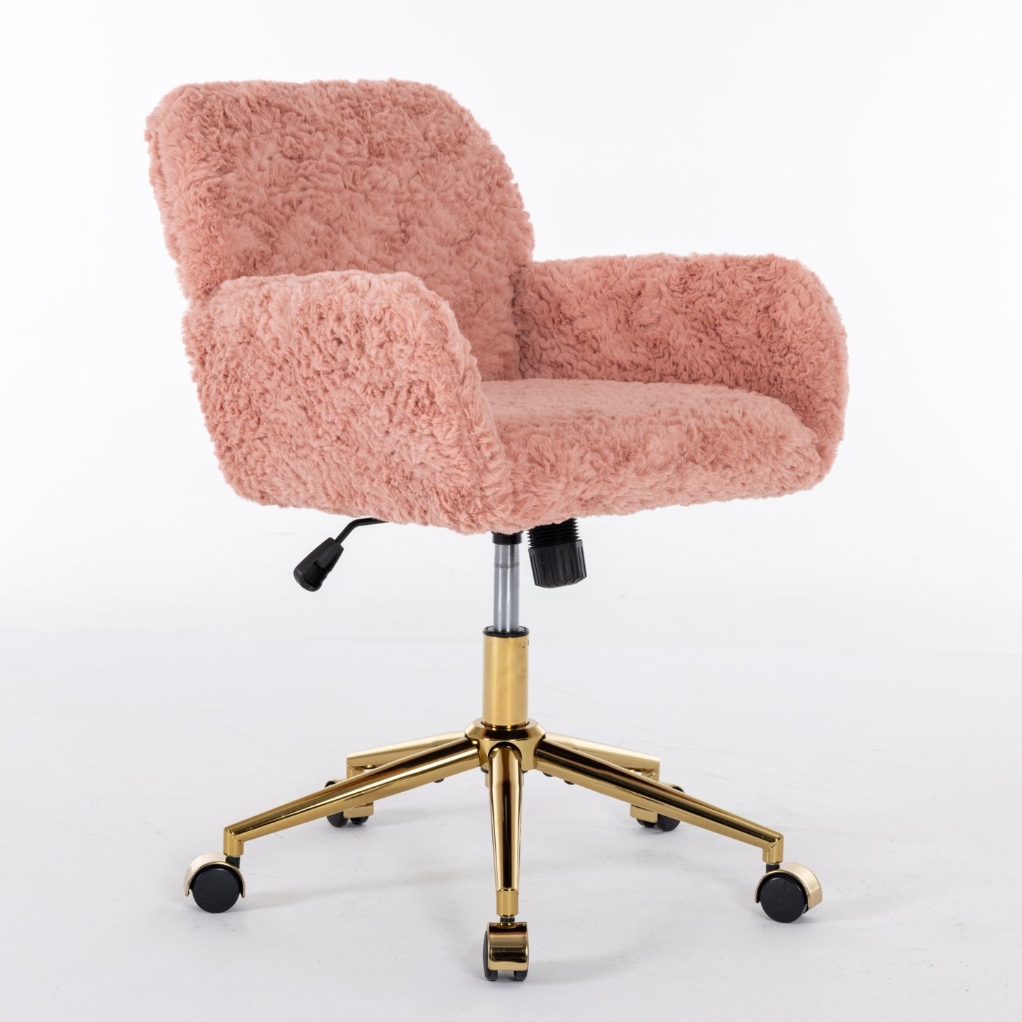 A&A Furniture Artificial Rabbit Hair Office Chair With Gold Base, Adjustable - Sluxe Global