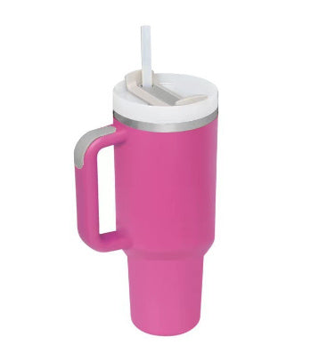 40 Oz Tumbler With Handle Straw Insulated, Stainless Steel Spill Proof Vacuum Coffee Cup Tumbler With Lid Tapered Mug Gifts For Valentine Lover Suitable For Car Gym Office Travel - Sluxe Fashions